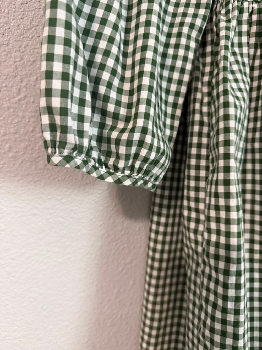 Sandy Liang Gingham Peter Pan Collar Dress with Cut-Out Green White Size 4 - Picture 5 of 16